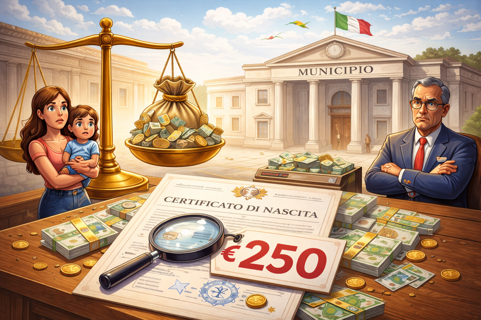 Italian record with €250 fee stamp