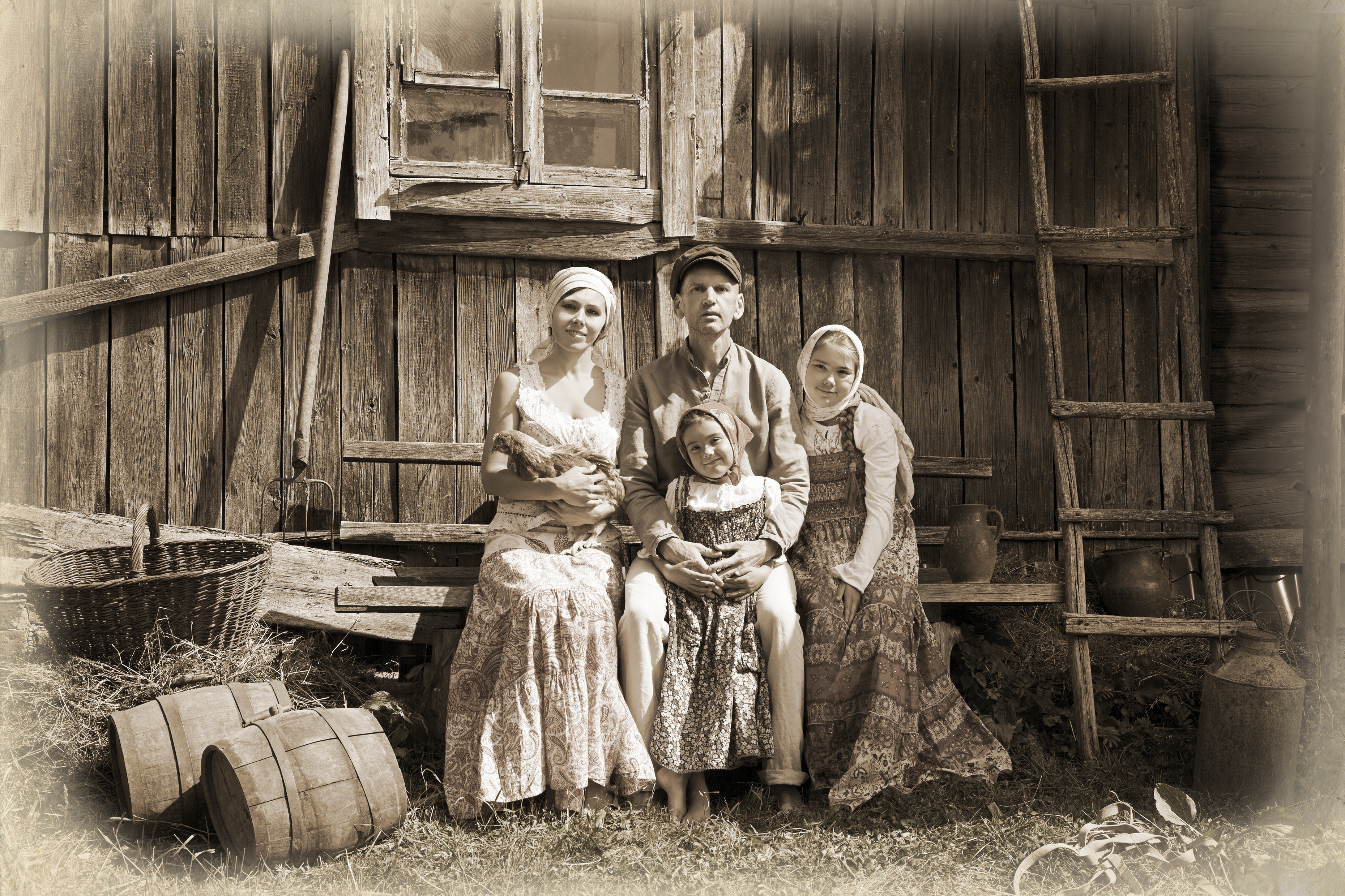 Sepia-toned photo of a Scots-Irish immigrant family in the 1800s.